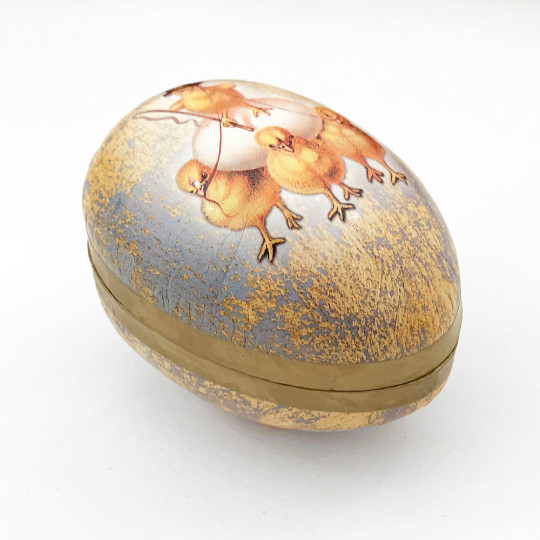 4-1/2" Chick's Egg Haul Paper Mache Easter Egg Container ~ Germany
